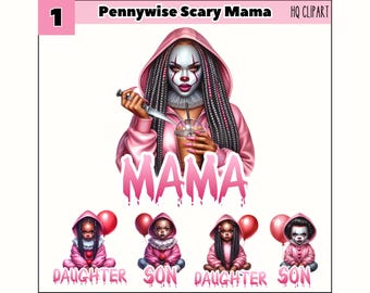 Halloween Horror Scary Mama, Nome personalizzato per bambini, Spooky Mama Png, Black Mama PNG, Maglietta spettrale Killer con sublimazione della stagione autunnale