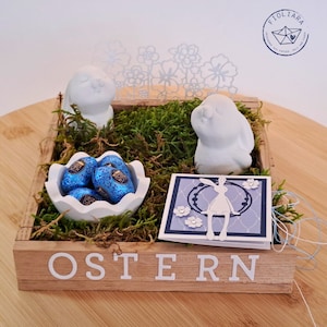 Osterkörbchen mit Gutscheinkarte personalisiert | Geschenkset | Geldgeschenk Ostern | Ostergeschenk | Dekoschale mit Osterhasen | Gutschein