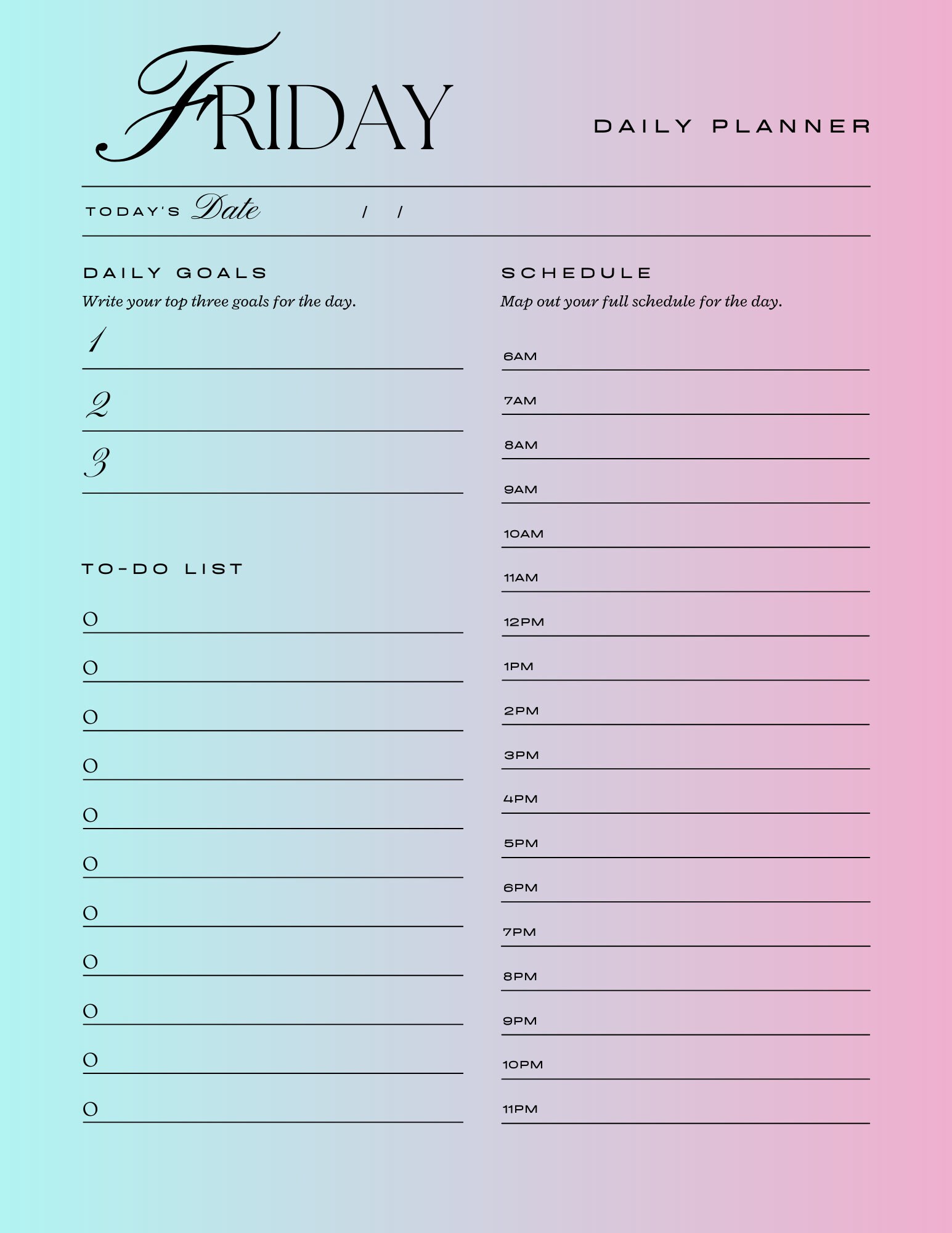 Printable Daily Planner Pages - Etsy