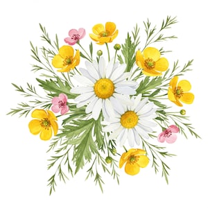 28 cliparts bouquet de fleurs sauvages, lot aquarelle, fleurs sauvages mignonnes, fichiers JPG de haute qualité, téléchargement numérique, créations en papier, journal indésirable