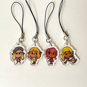 Charm pour téléphone Splatoon Agents - Recto-verso, 4 modèles, 2,5 cm, acrylique