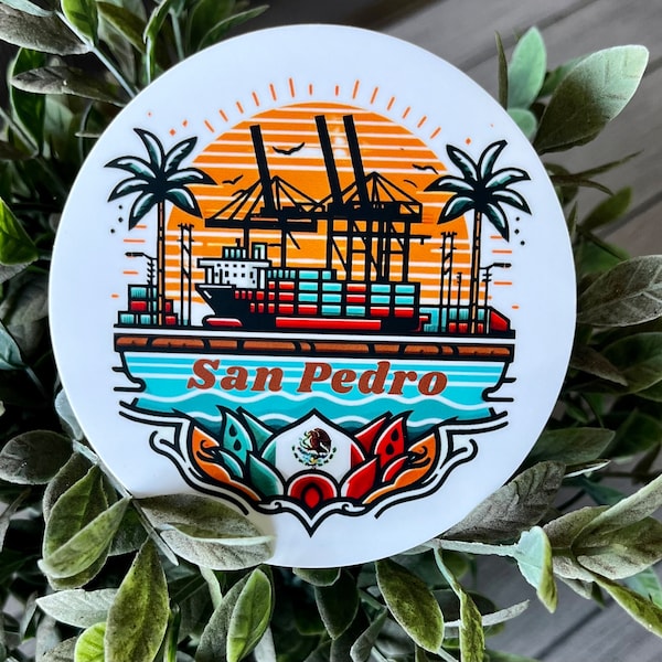 Stickers San Pedro West Coast Heritage logo design Large Round sticker