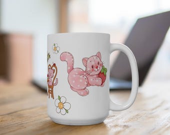 Tazza da caffè con torta alla fragola e tazza da 15 once Custard the Cat