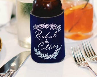 Custom Wedding Crest Can Coolers | Personalized Drink Favors