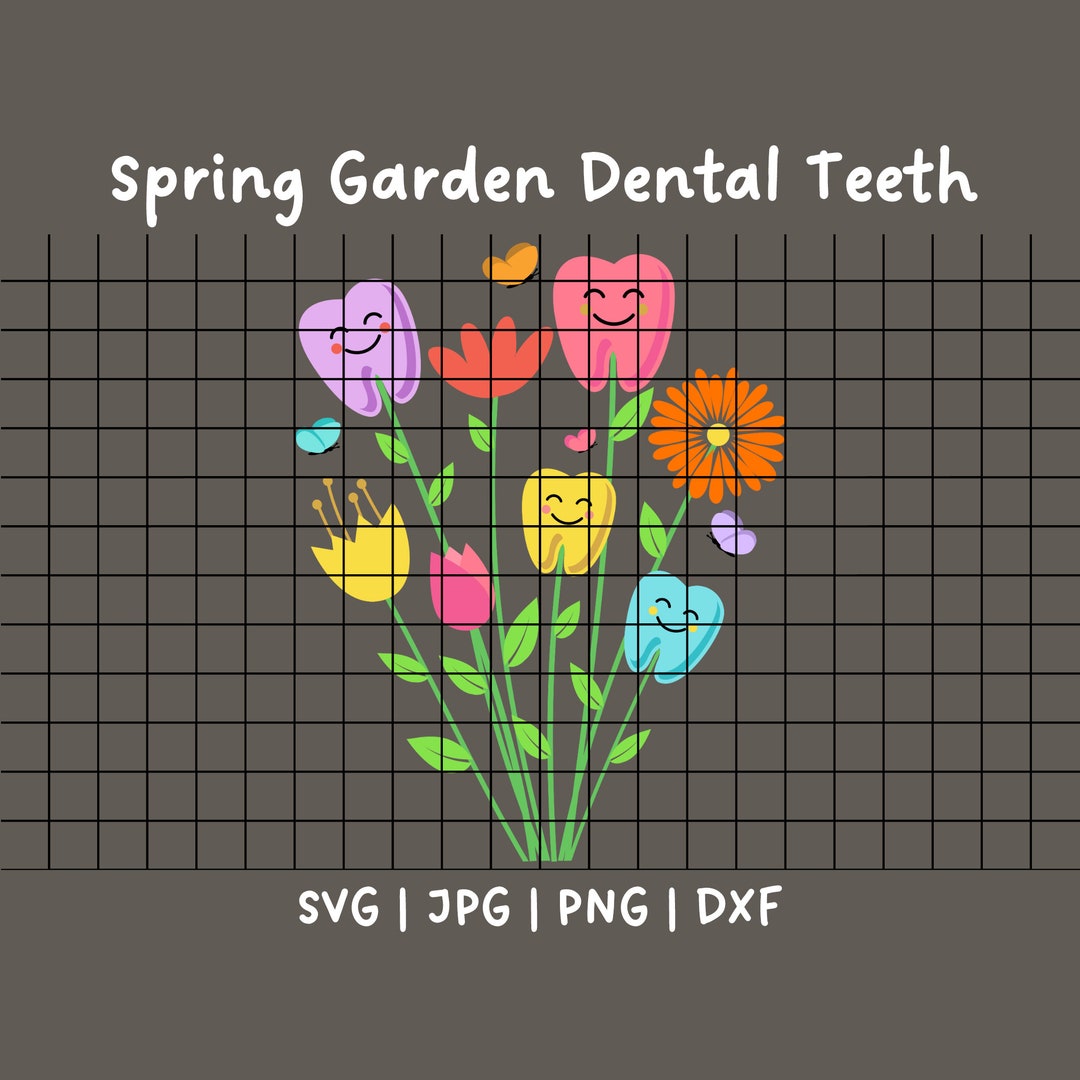 Spring Garden Dental Teeth Flower Garden Dental Teeth, SVG, PNG, JPG