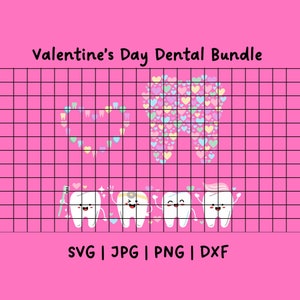 Ząb dentystyczny na Walentynki, SVG, PNG, JPG Bundle, Dentysta, Miłość, Cukierkowe serce, Zęby, Walentynki