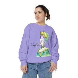 Let Them Eat King Cake Unisex Mardi Gras Sweatshirt, Comfort Colors Purple Green and Gold Parade Sweater