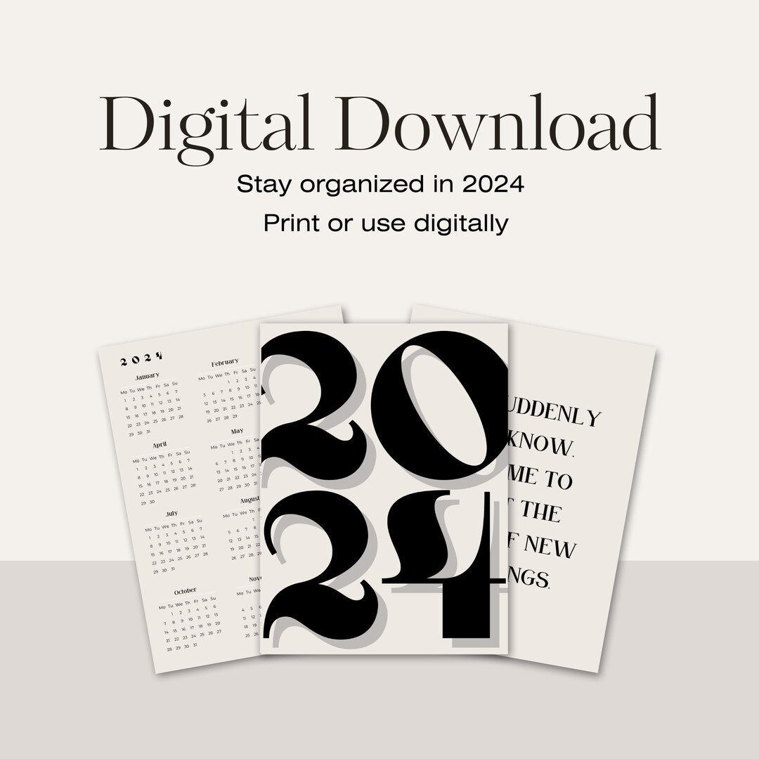 2024 Printable Calendar 8.5x11 Digital Download Etsy