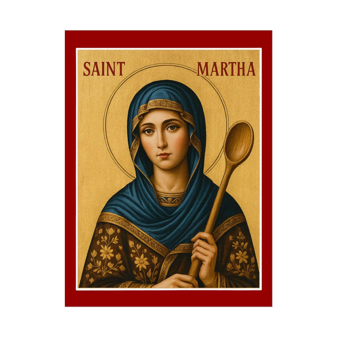 Saint Martha in Blue Modern Icon Poster, Orthodox Catholic Christian ...