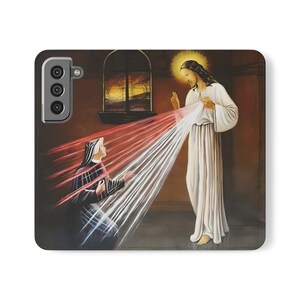 Heilige Foustina, Barmherzigkeit Gottes, Jesus SR Traditionelle katholische christliche religiöse Flip-Folio-Telefon-Hüllen