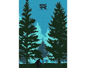 Sasquatch, bigfoot, panier de disc golf, arbres, extérieur SmAnderson Ranch SR, salle de sport, serviette de rallye, 11 x 18