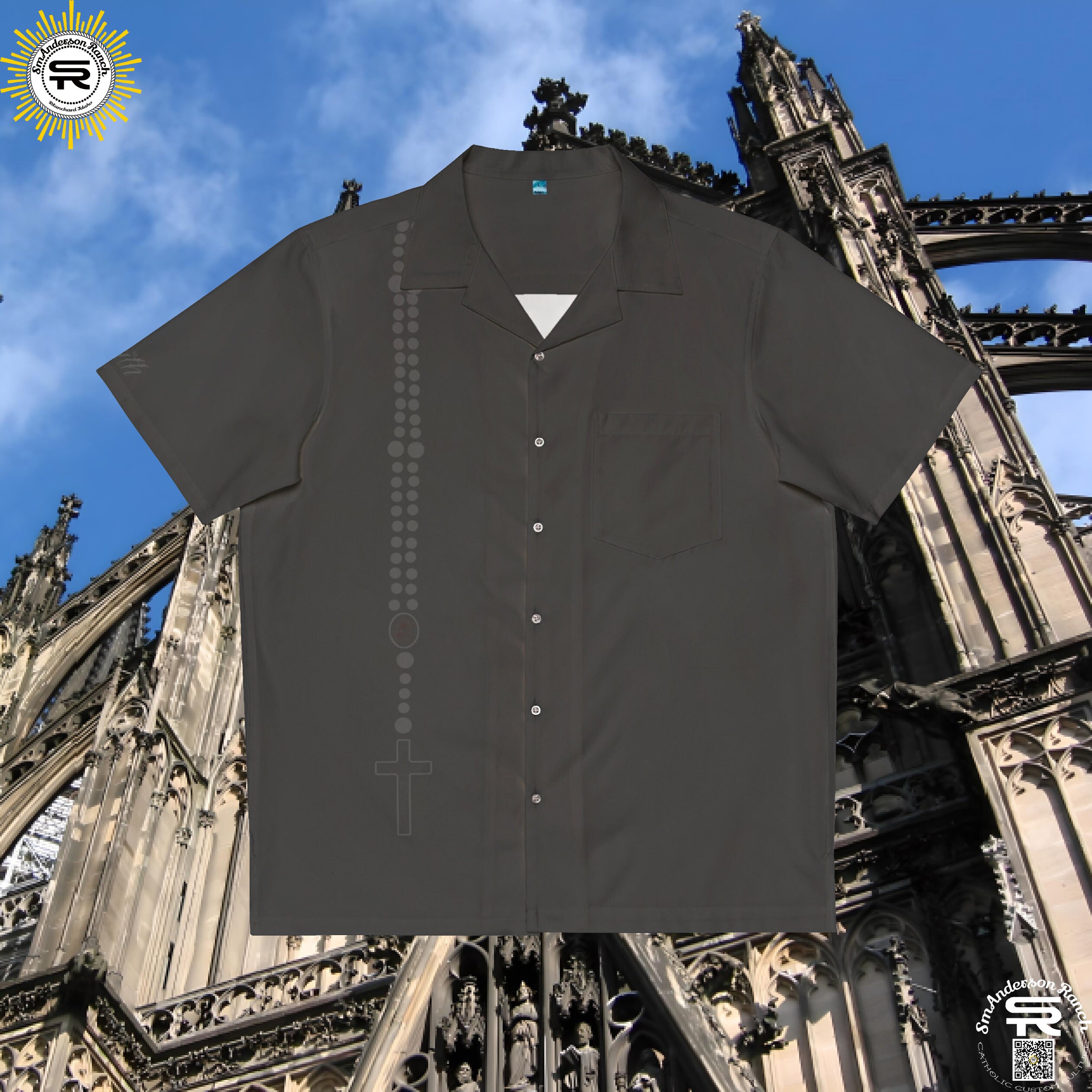 catholic dress shirts Reliant Neckband Collar White Shirt, Long Sleeve