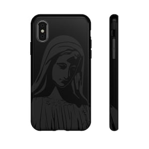 Grau auf Schwarz Mary SR Traditionelle katholische christlich Tough Handyhülle iPhone Galaxy Pixel