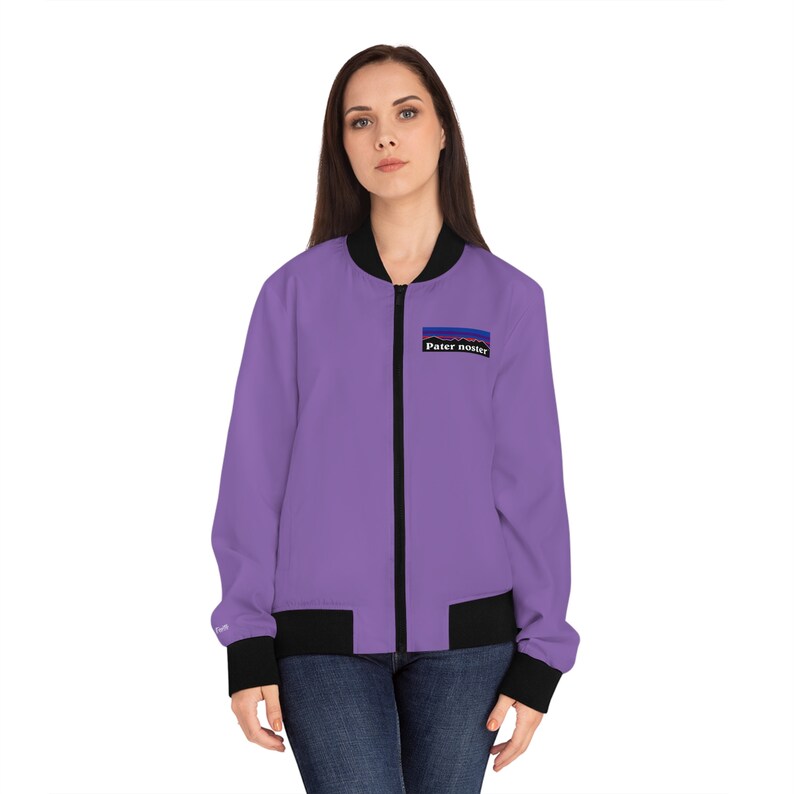Purple Pater Noster Bomber Jacket: Catholic Faith on Sleeve - Etsy