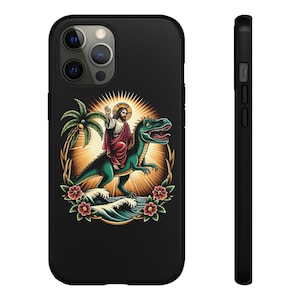 Jesus reitet einen Dinosaurier, SR Traditionelle katholische christliche Handyhüllen für iPhone, Galaxy, pixel