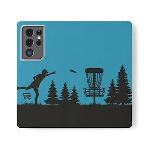 Disc Golf Putt zum Korb Wrap rund Flip Folio Phone Cases, genähte Taschen, Stand Funktion