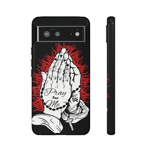 Pray for Me Tattoos and Rosary SR Phone case for iphone, pixel, galaxy, Catholic Gift Idea for Men
