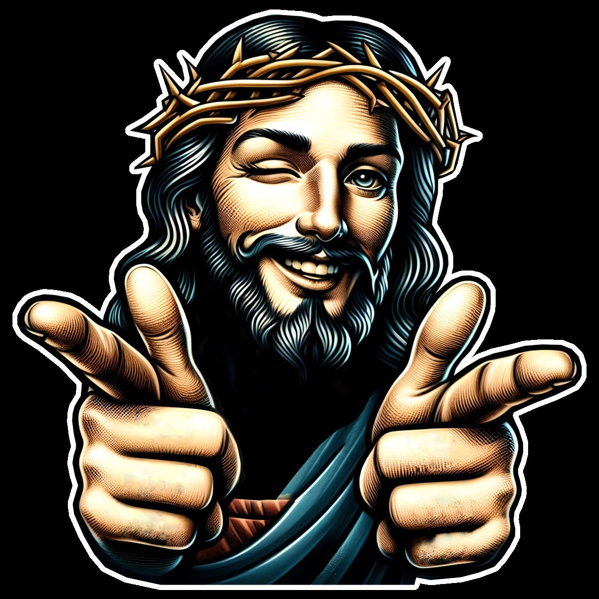 Jesus Loves You Finger Guns PNG, Wink, Smiling (digital Download