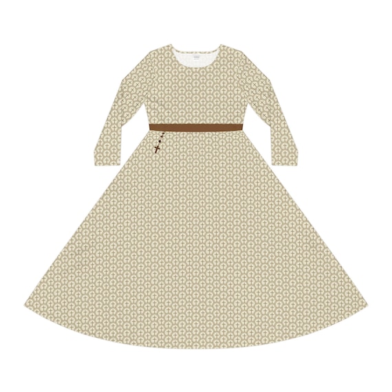 Elegant Cross Pattern With Rosary, Catholic Christian Religious Women's Long  Sleeve Church Dress - Etsy