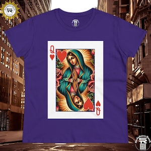 Carta da gioco Queen Mary da donna, camicia religiosa cristiana cattolica ortodossa tradizionale SR