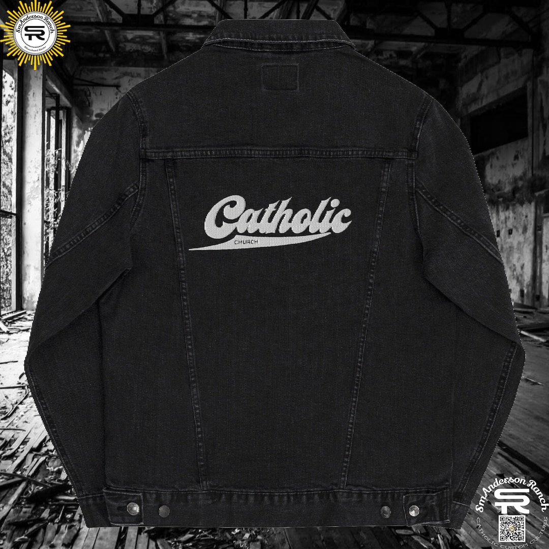Catholic Church Faith on Sleeve SR Denim Jacket, Traditional Christian ...