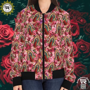 Jaqueta bomber feminina Nossa Senhora de Guadalupe SR tradicional religiosa católica cristã