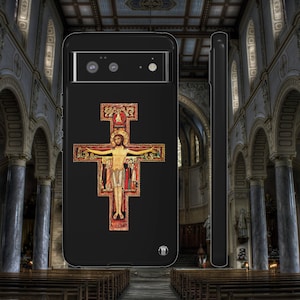 San Damiano Cross, Crucifix, Jesus, SR Catholic Christian Phone Cases for Iphone, Galaxy, and Pixel