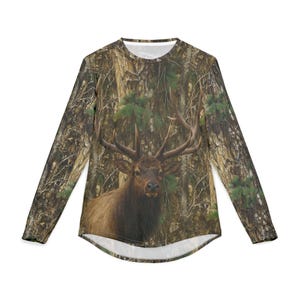 Elk Camo Langarm-Shirt : UV-Schutz-Jagd-T-Shirt für Herren