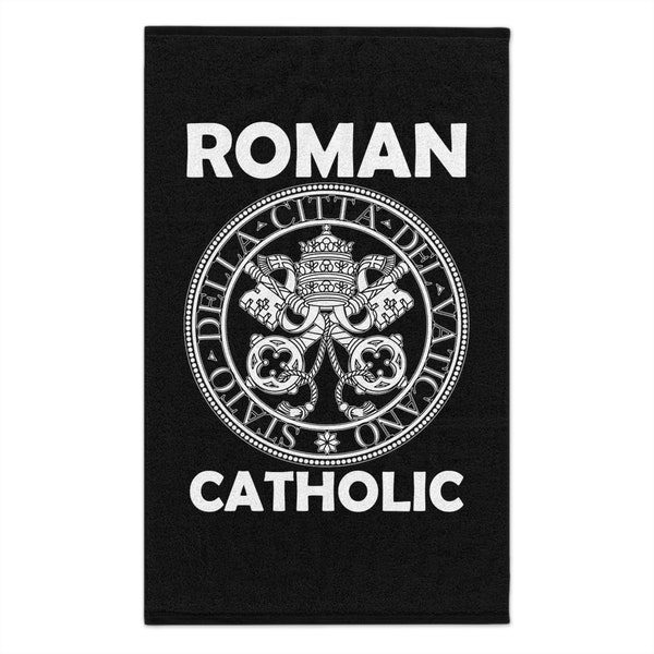 Roman Catholic Ramones Style SR Gym Towel, Rally Towel, Shop Towel, 11x18, Vatican Seal, Punk Rock