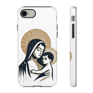 Minimalistische Maria und Jesus SR traditionelle katholische christliche Handyhüllen für iPhone, Galaxy, Pixel
