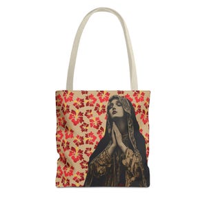 Gesegnete Jungfrau Maria, elegantes Vintages hawaiianisches Blumenmuster katholische christliche religiöse Kirchen-Einkaufstasche