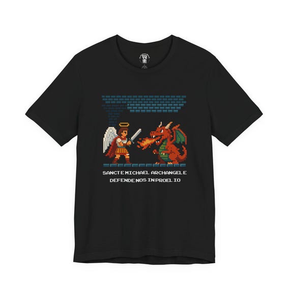 Saint Michael Pixel Art Shirt: Catholic Gamer Tee - Etsy Israel