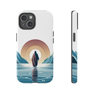 Jesus geht auf dem Wasser Moderne minimalistische SR katholische christliche Handyhüllen iPhone, Galaxy, Pixel