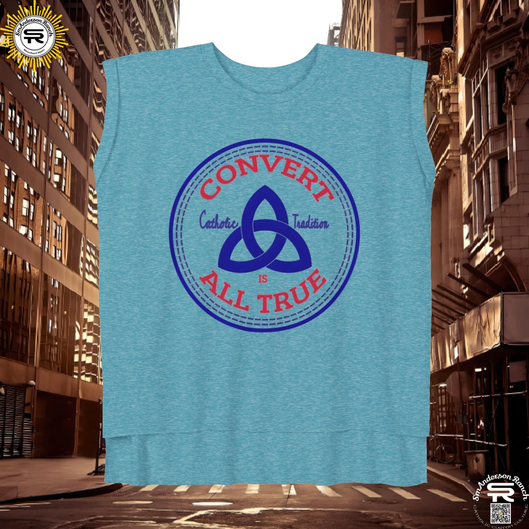 Catholic Tradition Muscle Tee: Womens Flowy Rolled Cuffs Top - Etsy