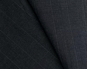 2 yds for 38 dollars, 100% Real Wool (Charcoal grey stripe) Italian Fabric for Suits, Jackets, Skirts, Dresses, style 114