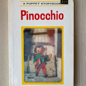 1970 Libro vintage Pinocho Un libro de cuentos de marionetas de Oscar Weigle y Carlo Collodi ilustrado por Tadasu Izawa y Shigemi Hijikata