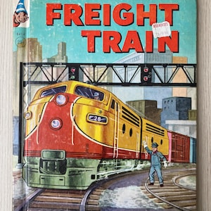 1956 Vintage Hardcover Freight Train Book: Rand McNally Elf Book