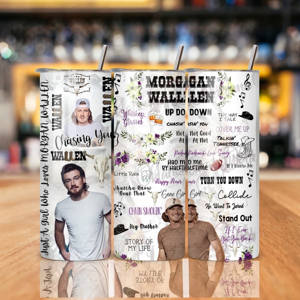 Country Singer, Morgan Wallen Tumbler Wrap for 20 Oz Skinny Tumbler PNG Sublimation Design Digital Download Tapered and Straight