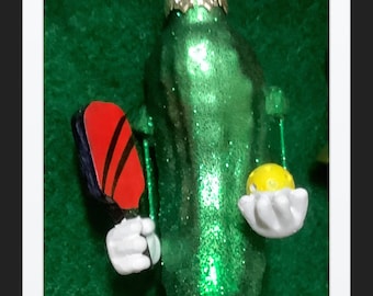 Pickleball Ornament//present//best gift//glass//racket & ball