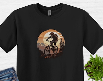 Sunset Mountain Bike T-Shirt Tee, Cadeau de vélo de montagne, Chemise de vélo, Cadeau de vélo, Chemise de cyclisme, Cadeau de cyclisme, Sweat à capuche Mountain Biker T-Shirt