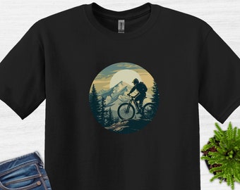 Mountain Bike Sunset T-Shirt, Mountain Biking Shirt, Mountain Biking Gift, Mountain Biking Lover Shirt, Cycling Shirt, Cycling Gift, BMX