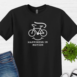Happiness in Motion Bike T-Shirt, Unisex Cycling Lover T-shirt, Bike Graphic Shirt, cool Gift for Cyclist, Birthday Christmas Bicycle Gift