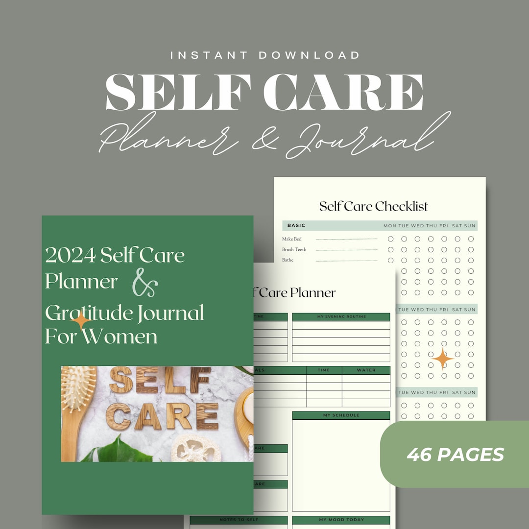 Self Care Planner & Gratitude Journal | Wellness Tracker (digital ...