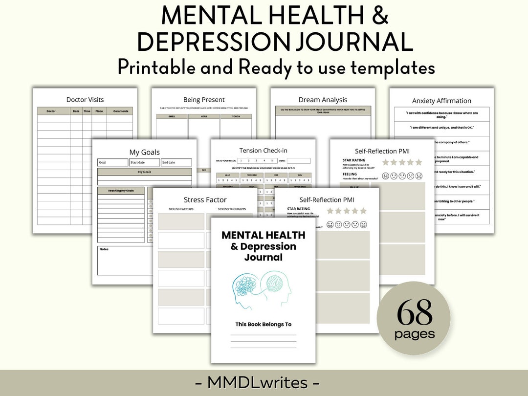 Printable Mental Health Journal, Depression Journal, Depression Tool ...