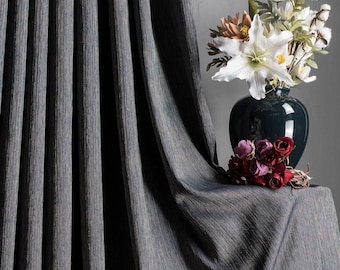 Sparkly Modern Blackout Living Room Curtains, Custom Size Minimalist Curtains, 20+ Color Option, Luxury Curtains for Bedroom