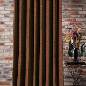 Cortinas ombré en rojo y verde, tela de chenilla suave de lujo, cortinas plisadas retro personalizadas, cortinas art déco para sala de estar y dormitorio.