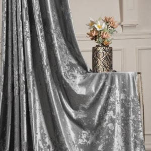 Cortinas de terciopelo plateado de lujo, tela de terciopelo suave y sedoso, cortinas elegantes y contemporáneas, varios colores