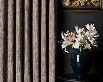 Brown Striped Soft Curtains, Custom Size Woven Fabric, Bohemian Style Drapes, Multiple Colors