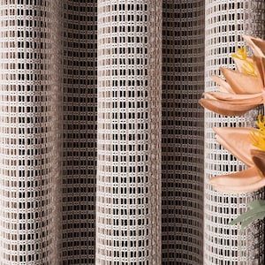 Light Brown Linen Knitted Curtains, Extra Wide Sheer Tulle Curtains, Luxury Mesh Curtains for Kitchen, +6 Different Color Option