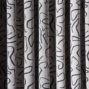 Navy Blue Striped Custom Curtains | Textured Art Deco Drapery for Living Room & Bedroom | Chic Window Treatment Panels
